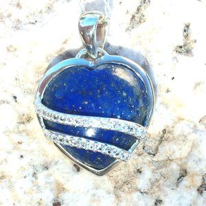 Lapis Lazuli .925 Heart Pendant Natural Gemstones Silver Limited Edition